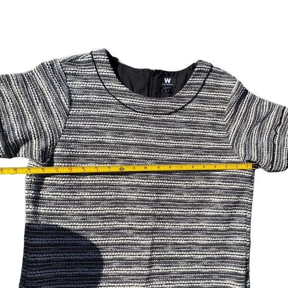 W by Worth Women's XS Striped Tweed Shift Dress Hi-Low Multicolor Business - Picture 6 of 9
